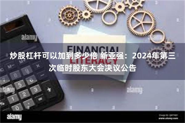 炒股杠杆可以加到多少倍 新亚强:2024年第三次临时股东大会决议公告