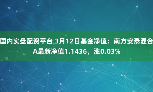 国内实盘配资平台 3月12日基金净值：南方安泰混合A最新净值1.1436，涨0.03%