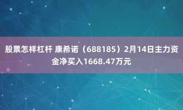 股票怎样杠杆 康希诺（688185）2月14日主力资金净买入1668.47万元